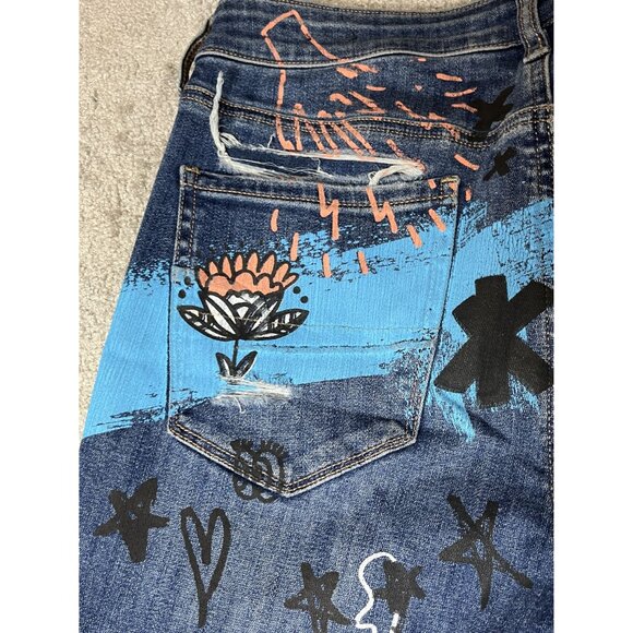 American Eagle Outf Womens Urban Skull High-Rise Skinny Jeans Sz 12 Graphic Pr - Picture 7 of 16